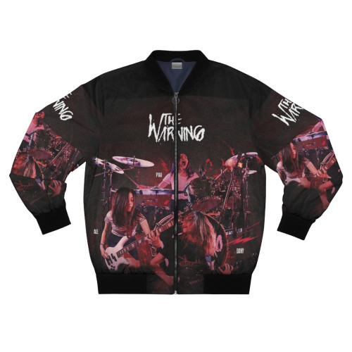 The Warning rock band logo printed on a black bomber jacket