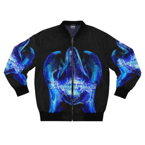 Aquarius Agenda Bomber Jacket, featuring the Aquarius zodiac symbol and agenda design