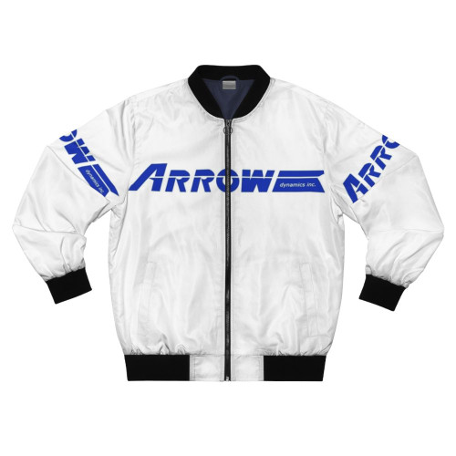 Legacy Of Arrow - Retro Blue Bomber Jacket with Arrow Dynamics and Roller Coaster Themes