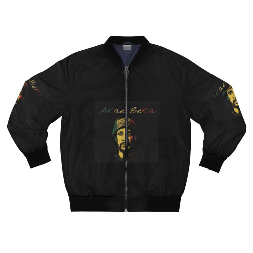 Rastafarian flag bomber jacket with reggae artist Vaughn Benjamin design