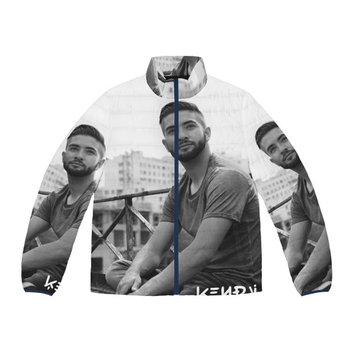 Kendji Girac wearing a gray puffer jacket with the Gitano logo