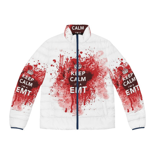 EMT Puffer Jacket with "Keep Calm I'm an EMT" design