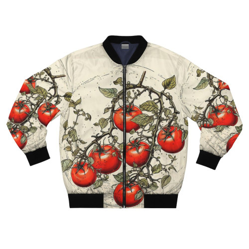 Tomato Bomber Jacket featuring a colorful tomato pattern