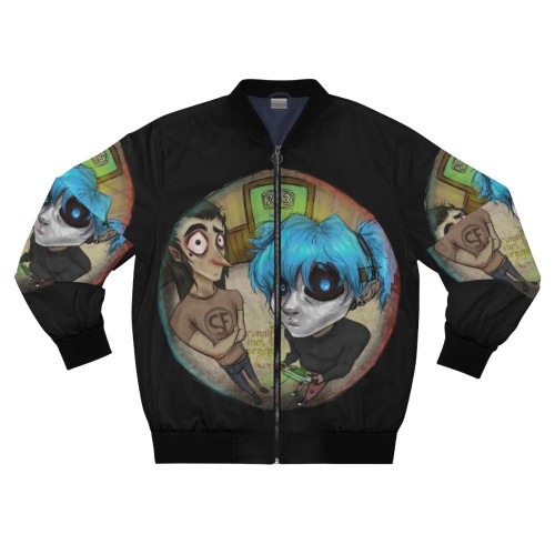 A bomber jacket featuring the characters and art from the indie horror game "Sally Face" and the "Salloween" event.