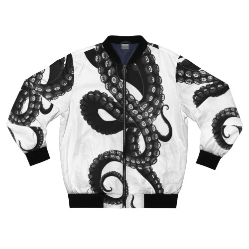 Kraken bomber jacket with tentacle design, perfect for a spooky and stylish outfit.