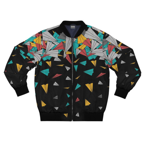 Colorful geometric paper plane bomber jacket with modern art pattern