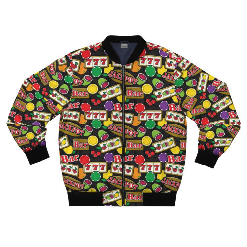 Lucky Slot Machine Fruit Slots Pattern Bomber Jacket