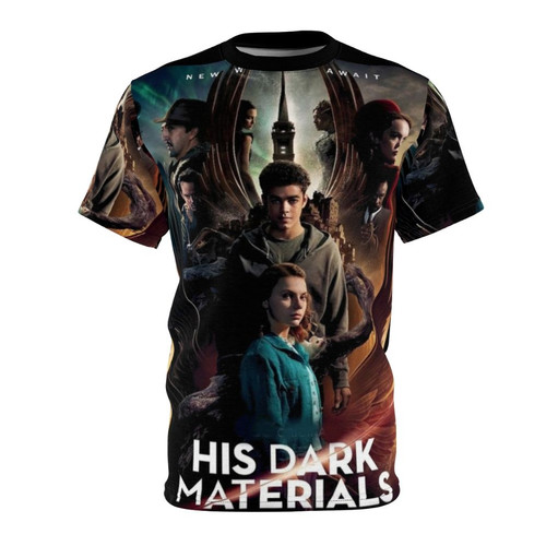 His Dark Materials fantasy adventure t-shirt with characters like Lyra, Lord Asriel, and Marisa Coulter