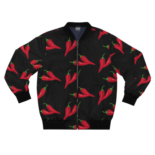 Spicy red chili pattern hot pepper bomber jacket