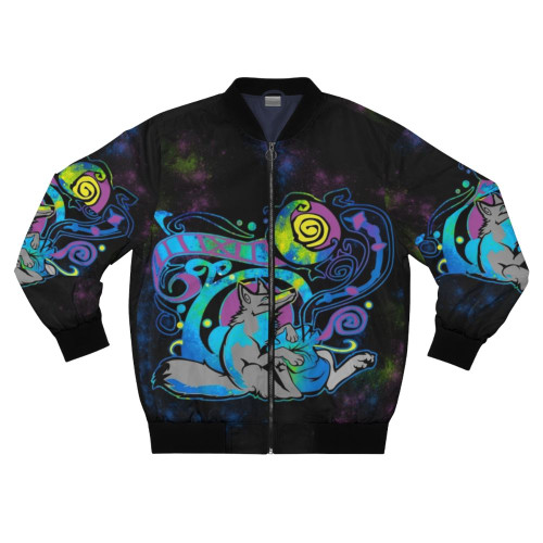 Tribal-inspired bomber jacket with animal designs, perfect for furry and anthro fashion enthusiasts.
