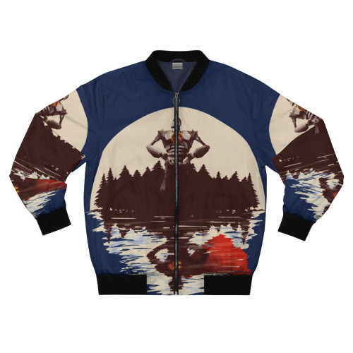 Bomber jacket with superhero design, inspired by the animated film The Iron Giant