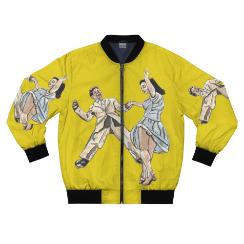 Vintage WW2 swing dancers watercolor painting bomber jacket