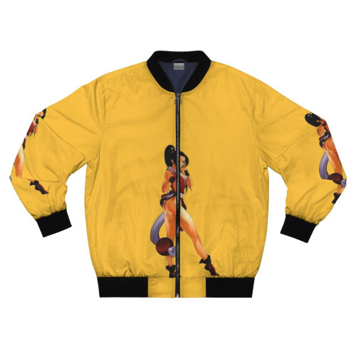 Mai Shiranui anime character with sexy legs on a bomber jacket