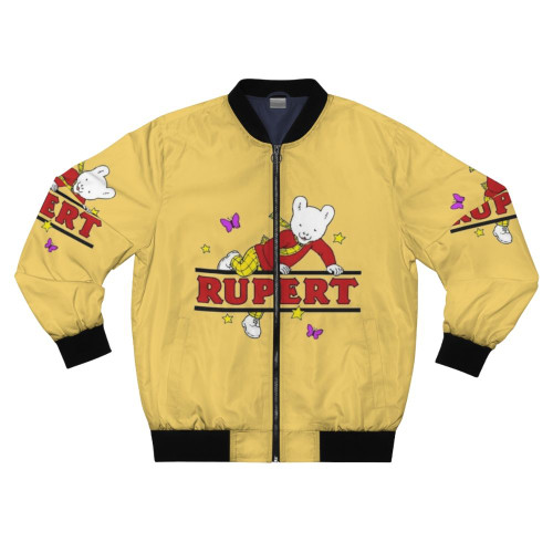 Rupert Bear Bomber Jacket with Iconic Vintage Logo and Graphic Design