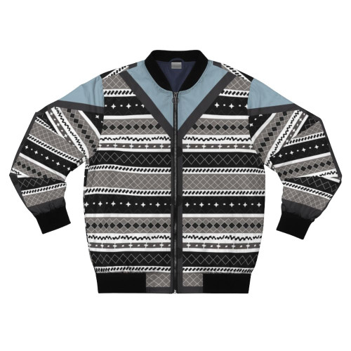 Neville Longbottom wearing a cozy bomber jacket with a sweater design