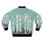 Watercolor nature bomber jacket with birch tree, forest, and fern designs - Back