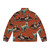 Jurassic Geniuses Puffer Jacket featuring a dinosaur DNA sequence pattern - Back