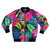 Tropical hibiscus floral pattern bomber jacket