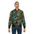 Peacock feathers bomber jacket with vibrant, colorful pattern - Lifestyle
