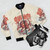Vintage-inspired bomber jacket with a bold takoyaki and kaiju design - Flat lay