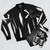 Carlos De Vil Descendants Grunge Bomber Jacket with Black and White Brush Strokes - Flat lay