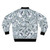 Luxurious white bomber jacket with abstract glass texture and diamond-like pattern - Back