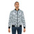 Luxurious white bomber jacket with abstract glass texture and diamond-like pattern - Lifestyle