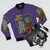 Retro-style bomber jacket with halloween and trick or treat graphics - Flat lay