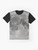 Graphic t-shirt design featuring a textured lunar surface with craters and the phrase "Da Moon" - Flat lay