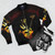 Jaco Pastorius Flame Bomber Jacket - Jazz Fusion Bass - Flat lay