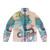 A colorful and psychedelic puffer jacket featuring a majestic ermine spirit animal design.