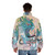 A colorful and psychedelic puffer jacket featuring a majestic ermine spirit animal design. - men back