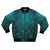 Teal galaxy bomber jacket with geometric constellations and abstract tree silhouette design