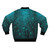 Teal galaxy bomber jacket with geometric constellations and abstract tree silhouette design - Back