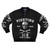 Vintage-inspired bomber jacket with Fighting 103 Jolly Rogers military aviation logo