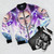 Gravitational bomber jacket for women, video game inspired design with sparkly details - Flat lay