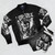 Grimes Occult Bomber Jacket - Inverted Black and White Aesthetic - Flat lay