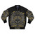 Ars Longa, Vita Brevis Artist's Bomber Jacket with coat of arms design, heraldic elements, and artistic motifs.