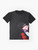 Crimson-colored graphic t-shirt featuring the aesthetic cyberpunk design of the anime series Kakegurui, with the character Yumeko Jabami, a compulsive gambler. - Flat lay