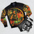 Communist-inspired bomber jacket with hammer and sickle logo - Flat lay