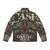 A grey puffer jacket featuring a vintage-style Johnny Cash graphic design. - Back