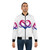 Bisexual pride bomber jacket featuring a watercolor bi flag, polyamorous heart symbol, and LGBTQ rainbow flag - Lifestyle