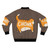 An orange tabby cat wearing a stylish bomber jacket - Back