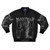 Black metal-inspired bomber jacket featuring 'The Witch' imagery and symbols