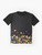 Brick art graphic t-shirt featuring various colorful bricks and blocks - Flat lay