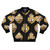 Golden silver metallic pattern with a Mexican heart design on a black bomber jacket