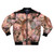 Bomber jacket with "Can't Barrage the Farage" design and Nigel Farage's face