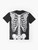 Anatomically correct human skeleton graphic design with ribcage and hips on a t-shirt - Flat lay