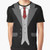 Black suit and red tie graphic t-shirt for formal occasions