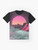 Vaporwave 80's RISER graphic t-shirt with futuristic, retro-inspired design - Flat lay